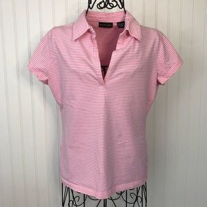 New York & Company Pink and White Striped Shirt